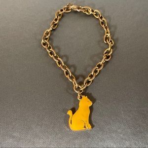 Golden Cat Gold tone Kitten Feline Retro Bracelet